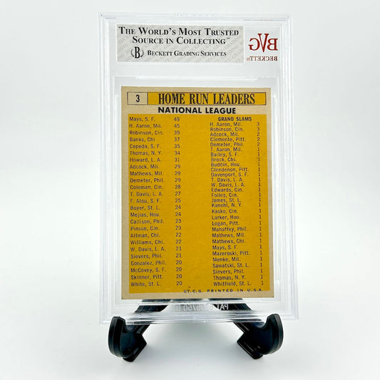 Vintage sports trading card in a clear display case with 'Beckett Grading Services' logo.