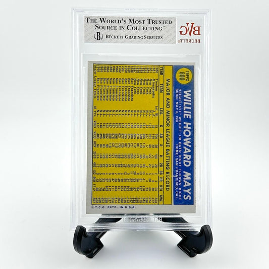Baseball card in a clear protective case with Beckett Grading Services logo