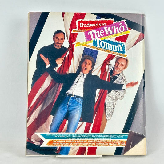 Back cover of magazine with full page ad for Budweiser and The Who band.