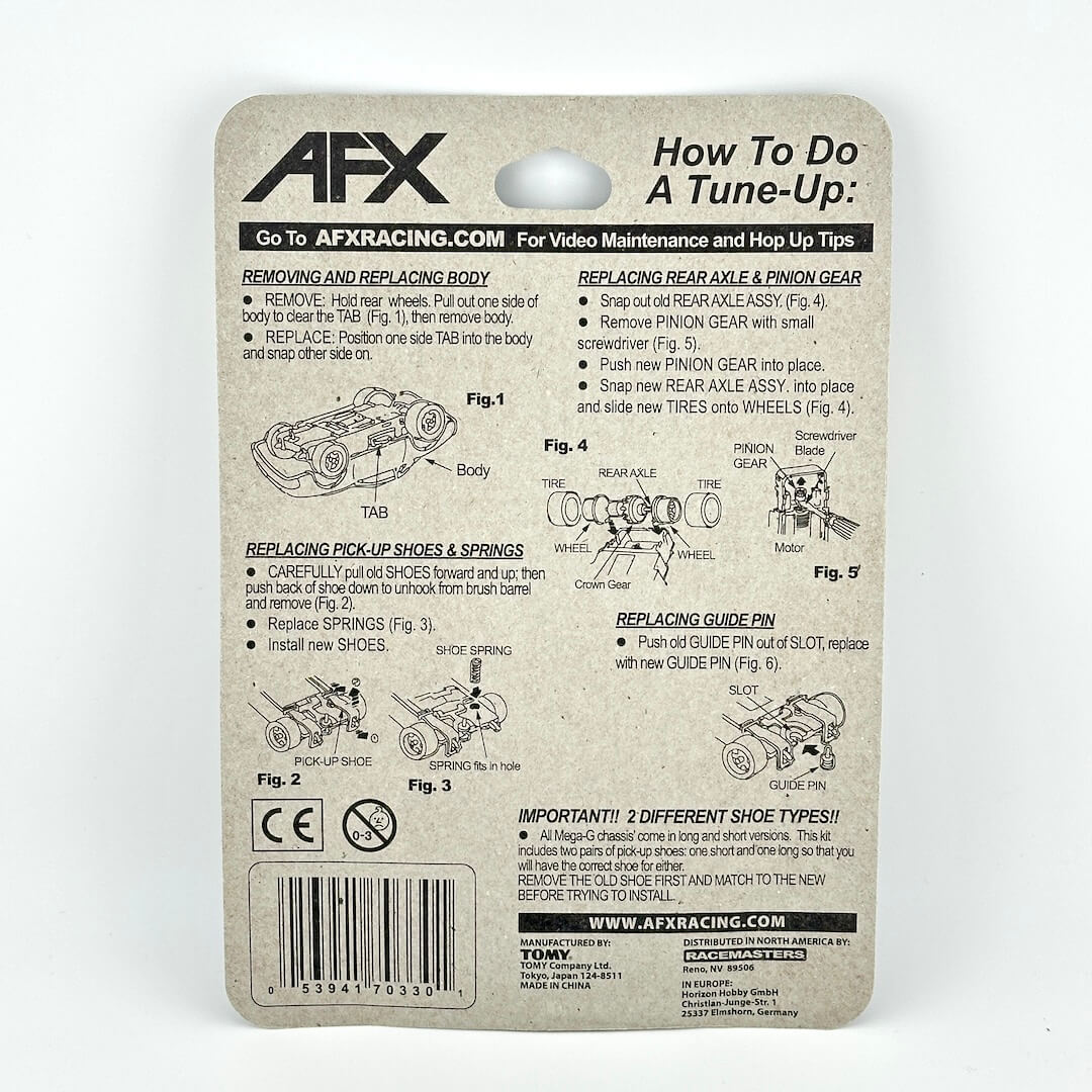 Backside of packaging with use instructions and manufacturing information.