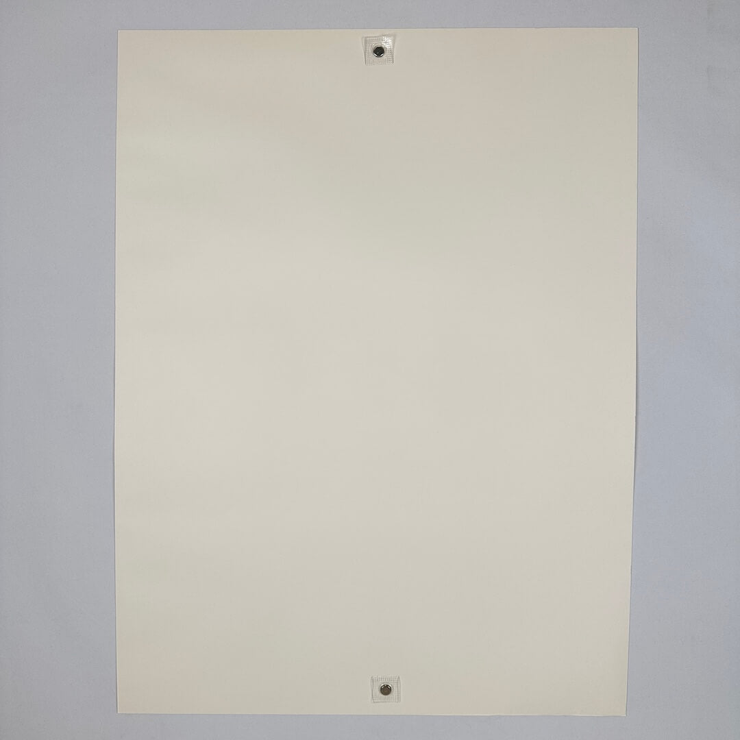 backside of white poster illustrating no damage to face, corners or edges.