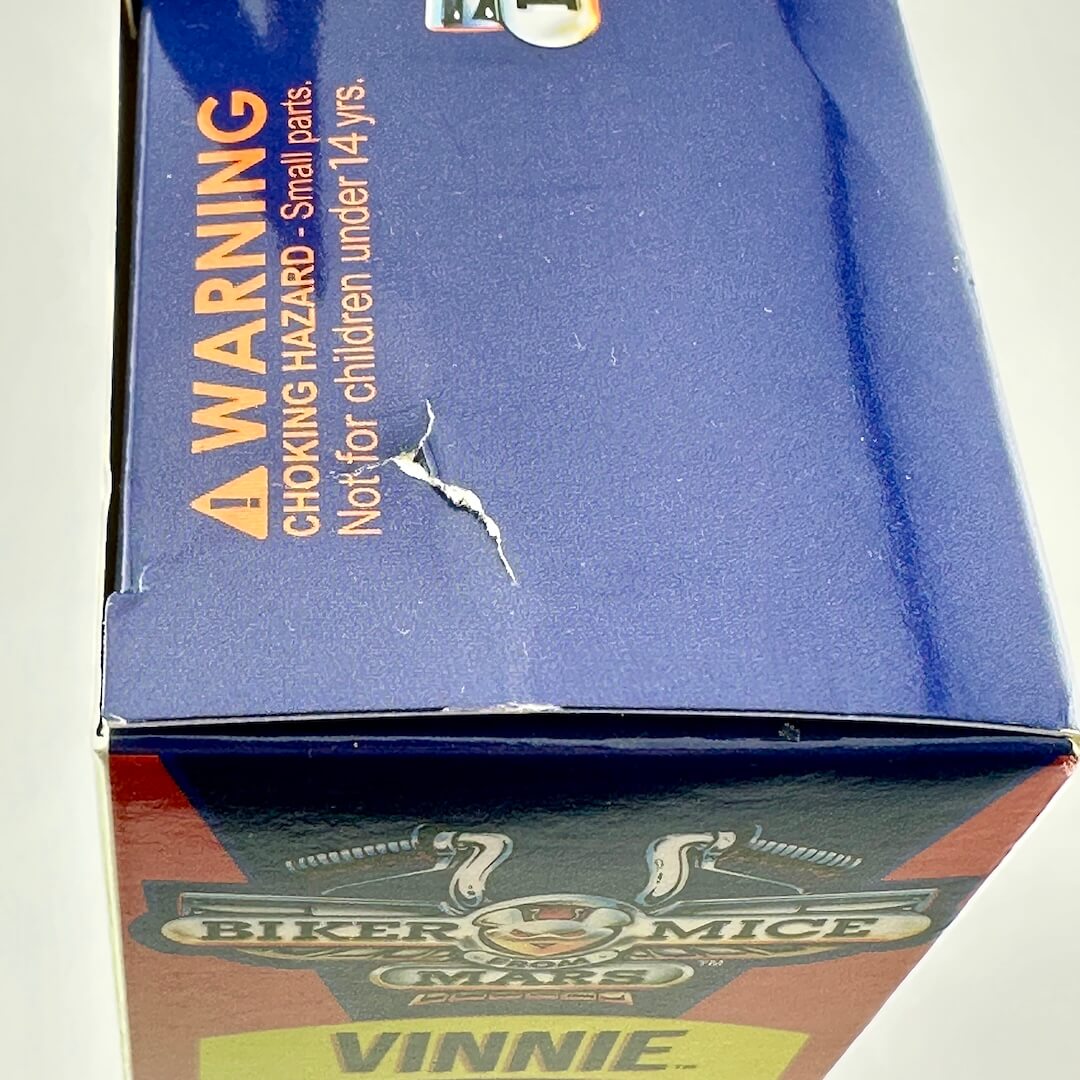 Blue box with warning label on a white background