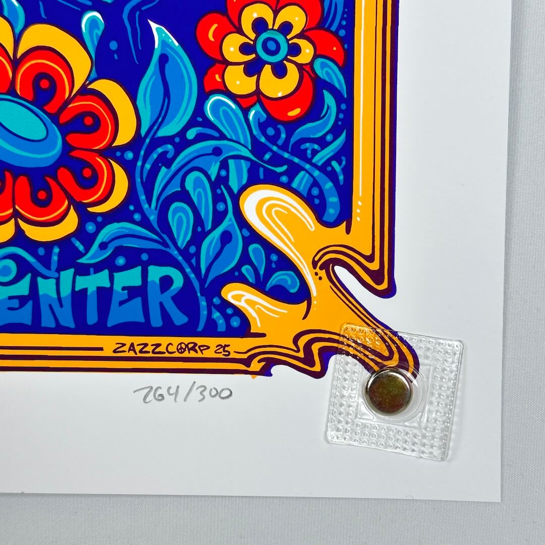 Bottom right corner of poster featuring poster number and perfect edges and corner.
