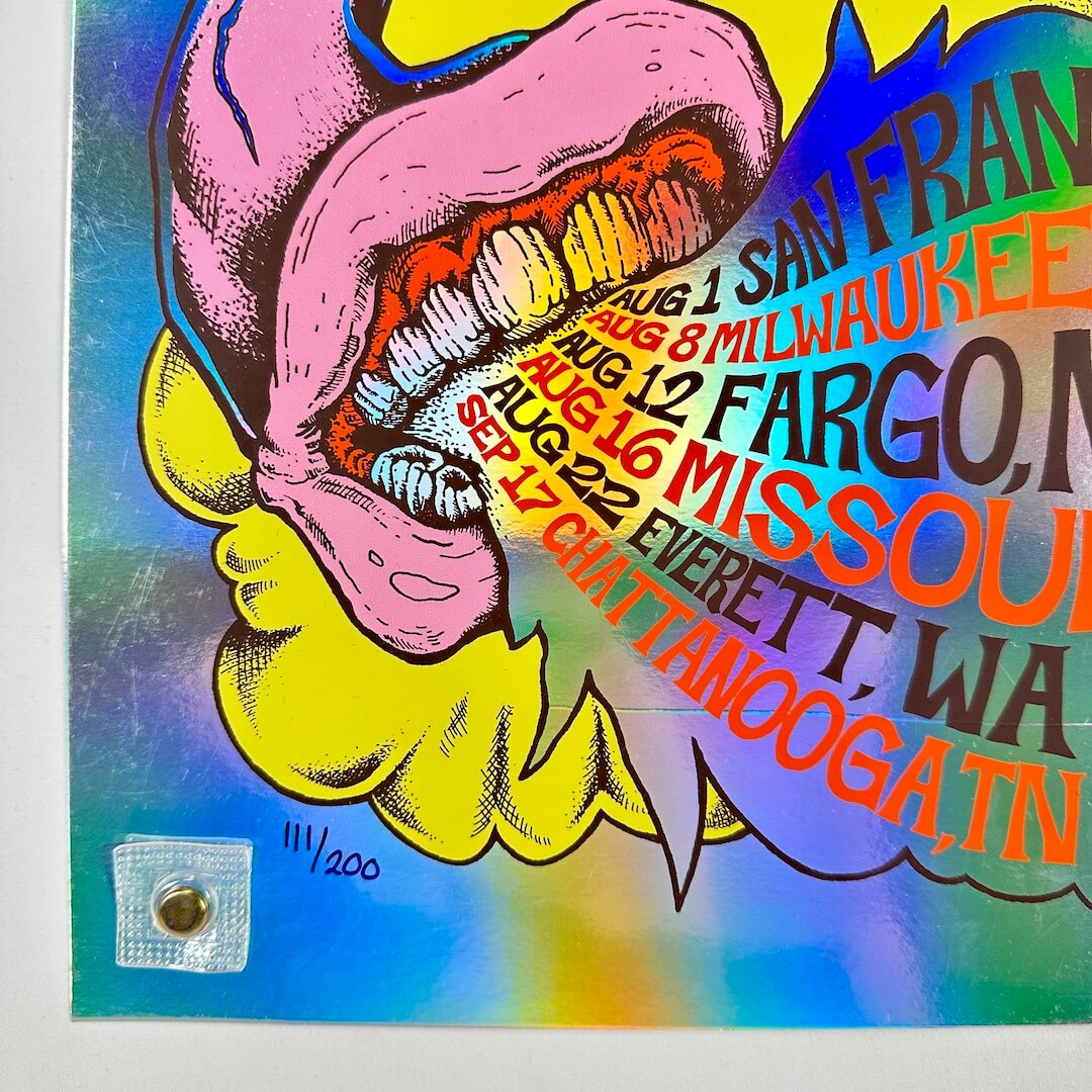 Colorful poster with text and graphic design elements on a white background. Bottom left corner with poster number.