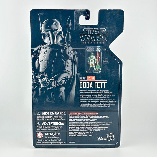 Back of Star Wars action figure packaging with product details, character sketch and warning labels.