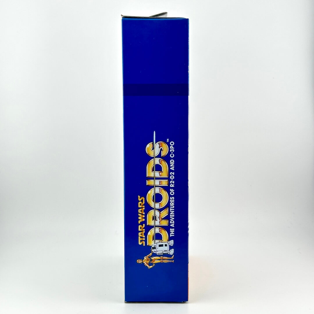 Side view of action figure packaging with Droids and Star Wars branding.