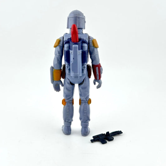 Boba Fett action figure with weapon on white background.