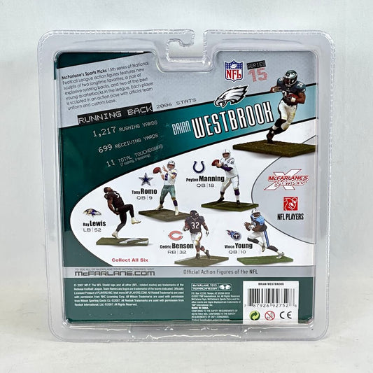 NFL action figure packaging with player cards and branding