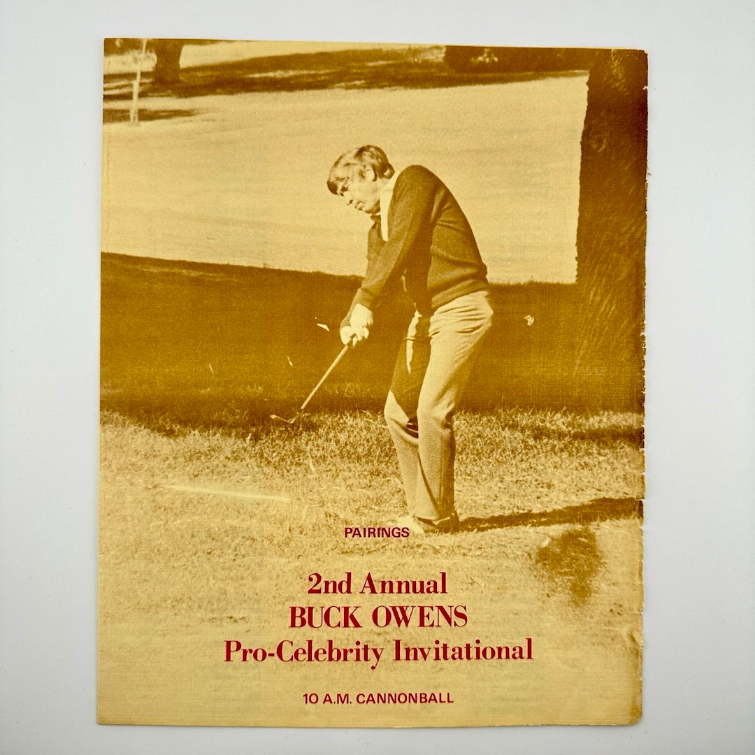 "Pairings" insert to Golf Invitational program with image of man putting in sepia tone.