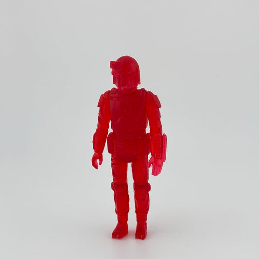 Red semi-transparent 3.5 inch custom figure of Boba Fett classic action figure, front view.