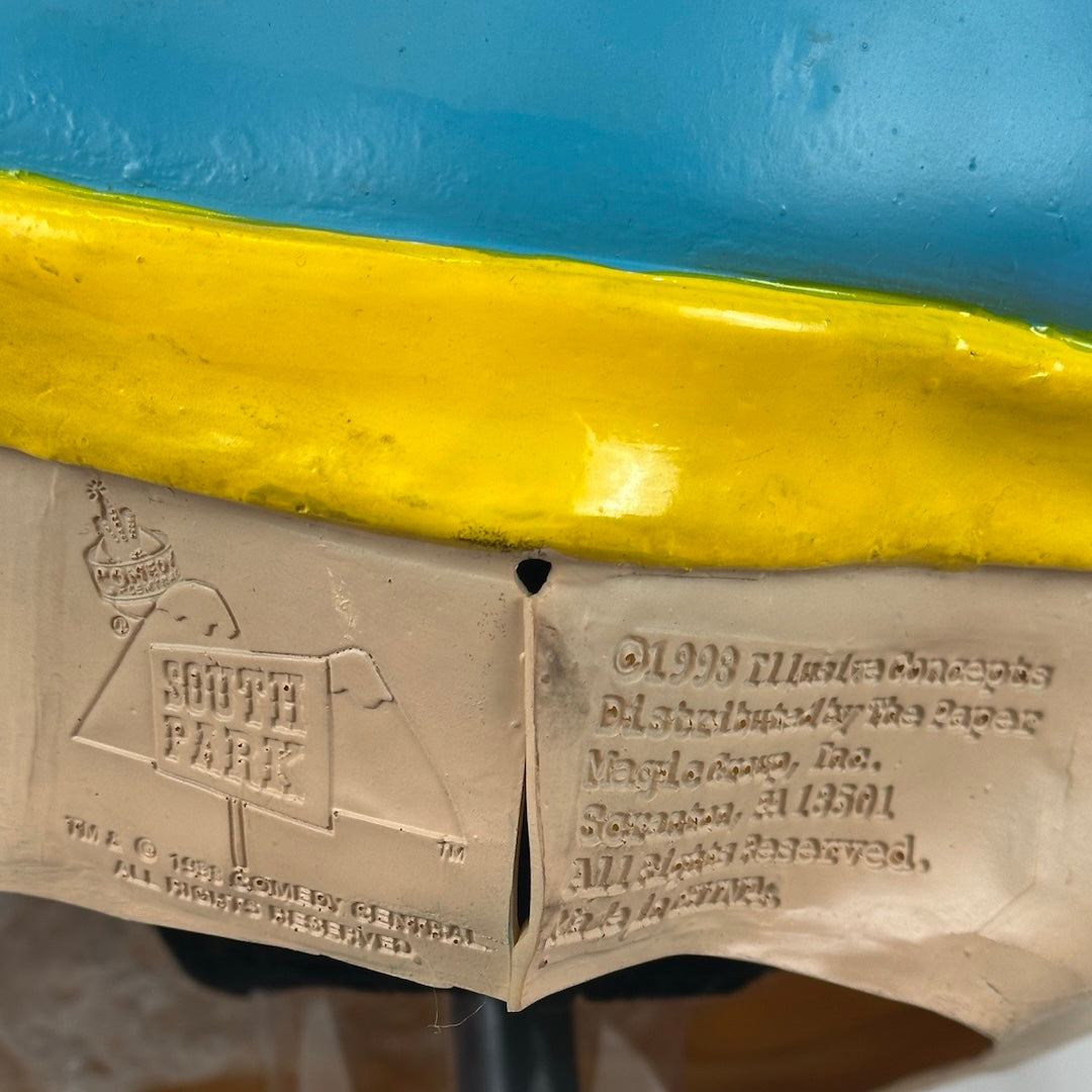Close up of opening and copyright information debossed into material.