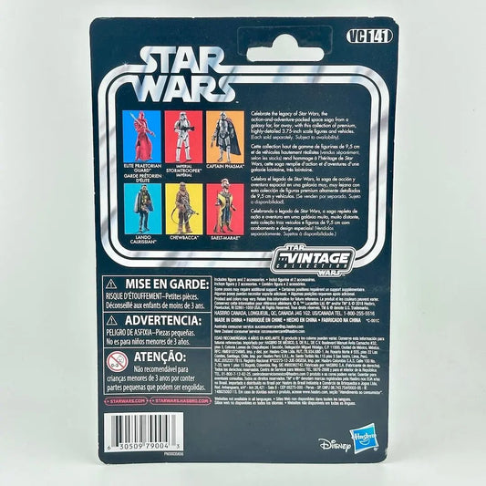 Back of a Star Wars Vintage Collection action figure blister card, showing product information.