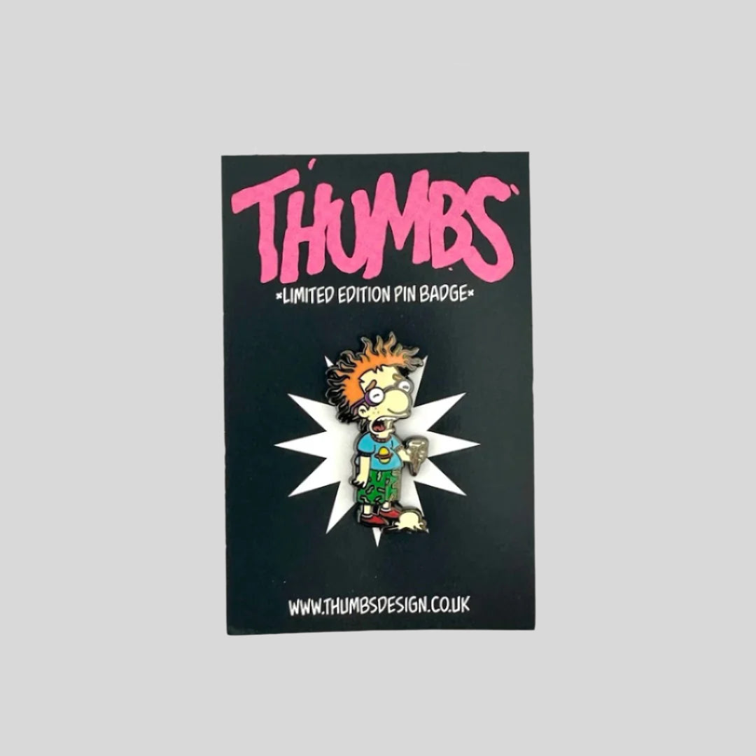 Millhouse from The Simpsons face on body of Chuckie from the Rugrats crying over spilled ice cream scoop.