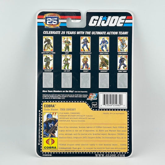 Back of GI Joe action figure in packaging against white background.