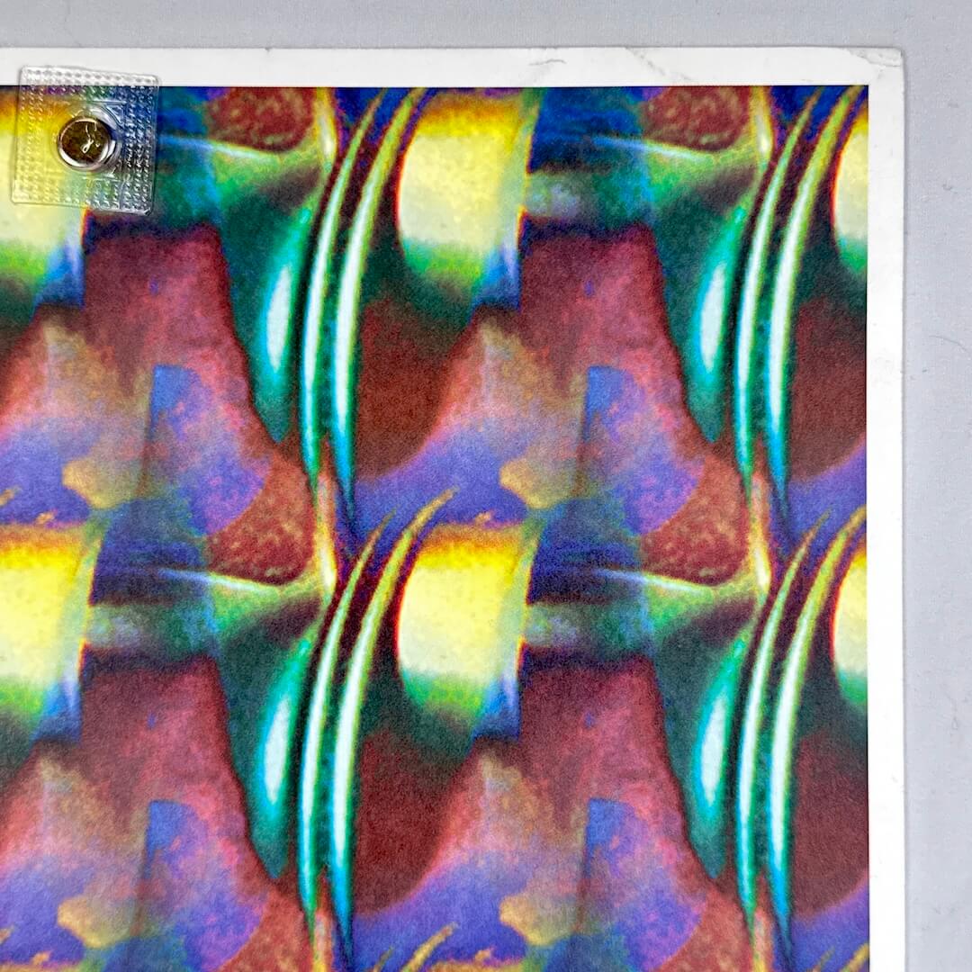 Colorful abstract pattern poster with a gray background