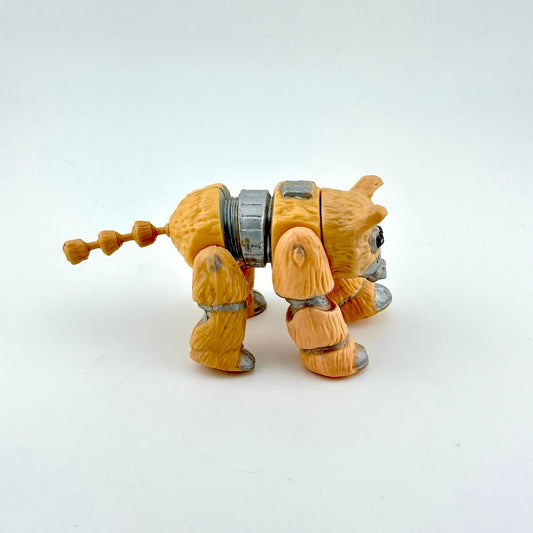 Toy robot with a yellow and gray color scheme on a white background