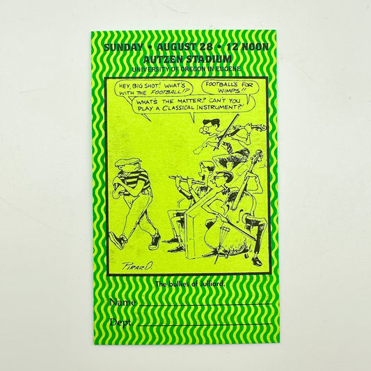 Backside of laminate showing comic square and event details.
