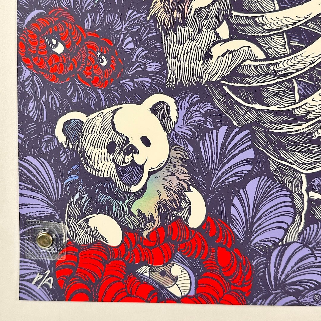 Bottom left corner of concert poster showing no damage to corner or edges. Artist "P/A" notation.