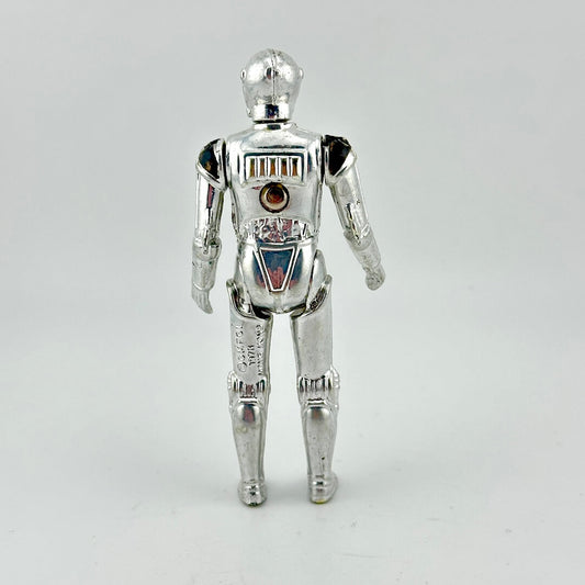 Silver robot figurine on a white background