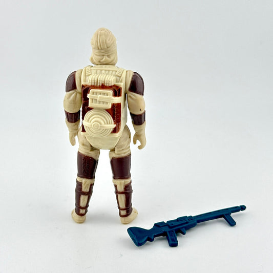 Toy figure with a weapon on a white background
