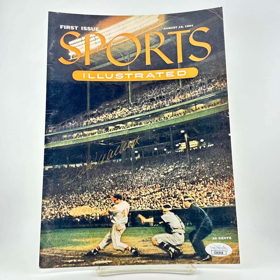 First issue of Sports Illustrated with a baseball scene on the cover