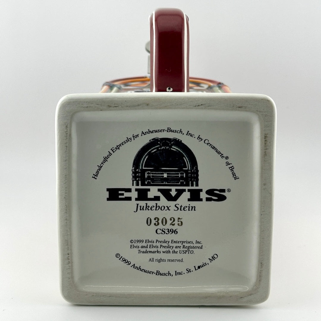 Bottom of stein showing maker info, copyright info, and products unique numbers.