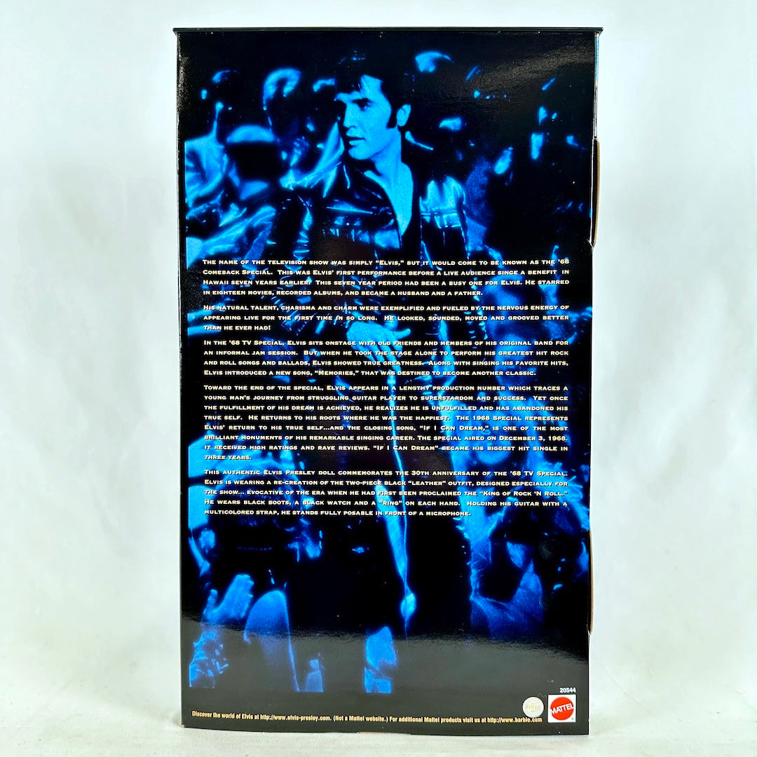 Product packaging with blue and black design featuring Elvis, on a white background