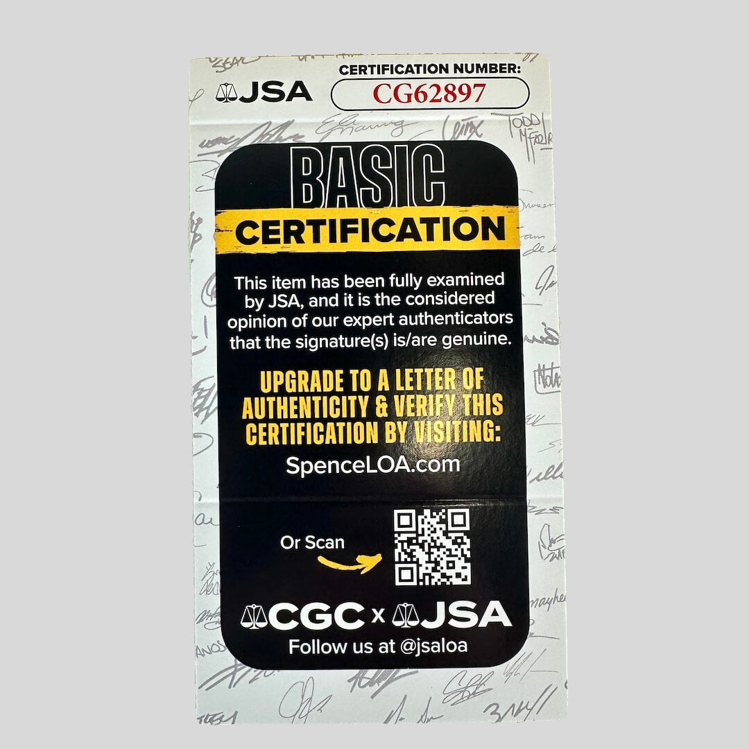 JSA certificate card against white background.