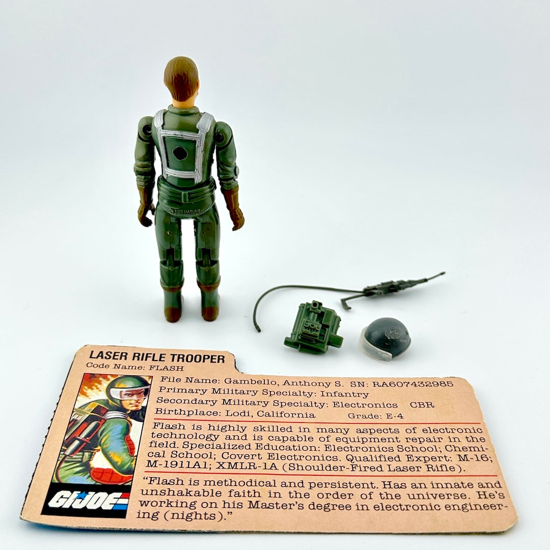 GI Joe action figure with character card and accessories against white background.