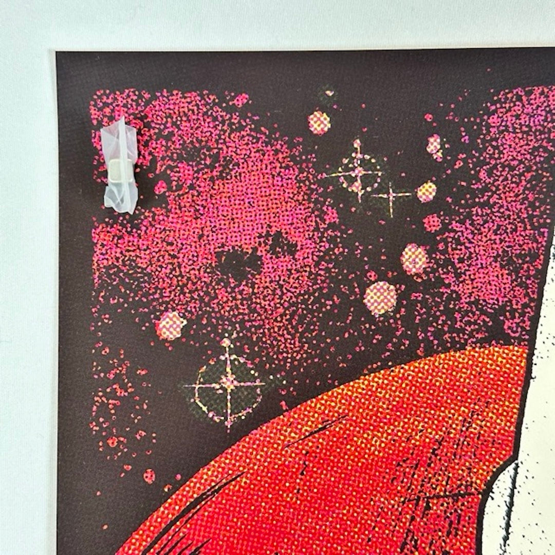 top left corner with red space background and red planet