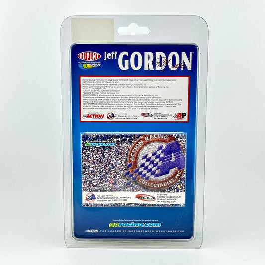 Jeff Gordon diecast car in its original clear blister packaging, featuring a blue backing card.