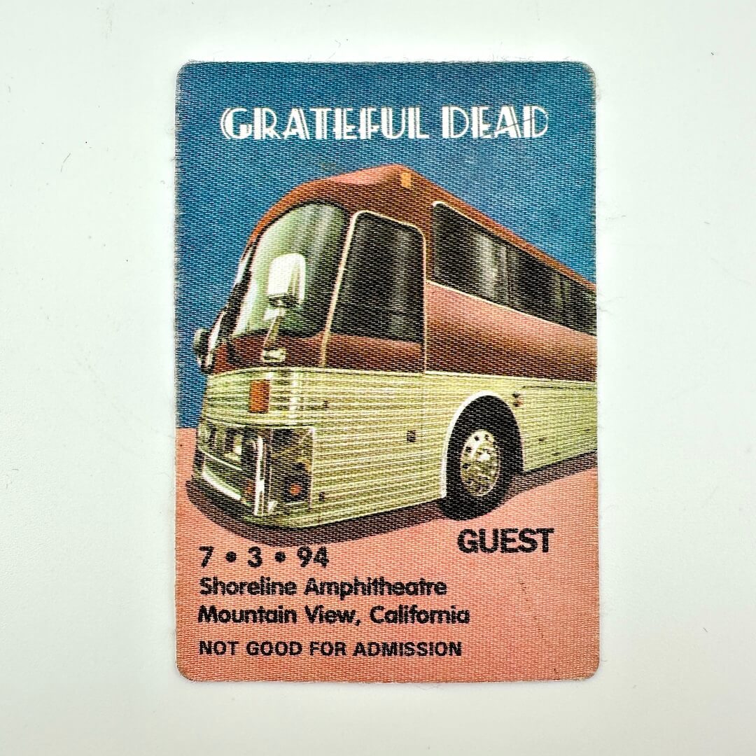 Grateful Dead concert ticket with bus illustration and event details