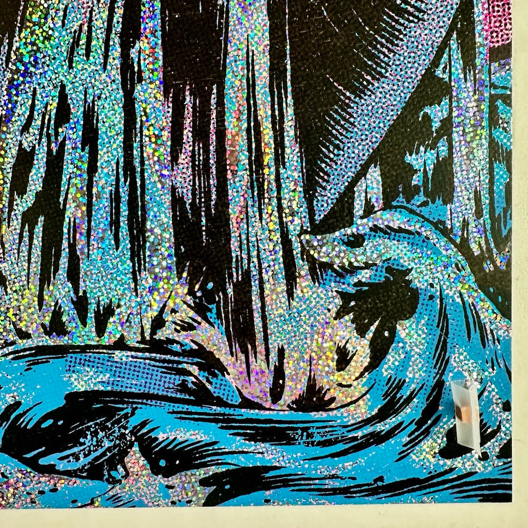 Bottom right corner to show glitter foil & stipple shading detail in wave. Clean edges & corner.