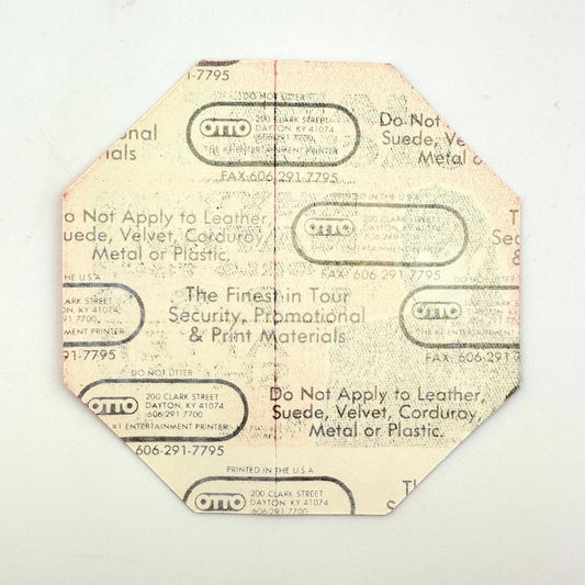 Backside of sticker to show intact backing and pristine condition.