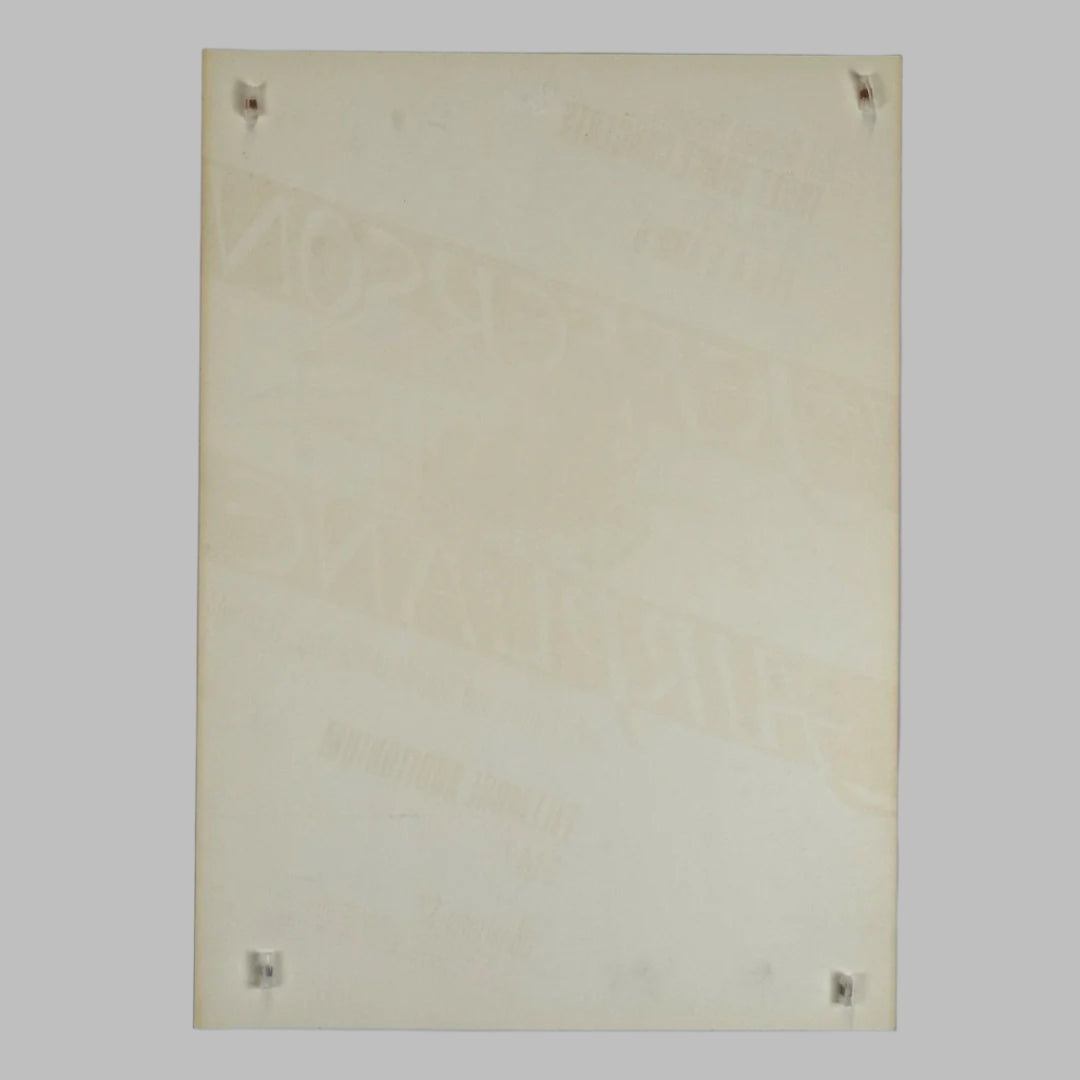 Backside of poster to show no faults, apart from slight discoloration along long edges from age.