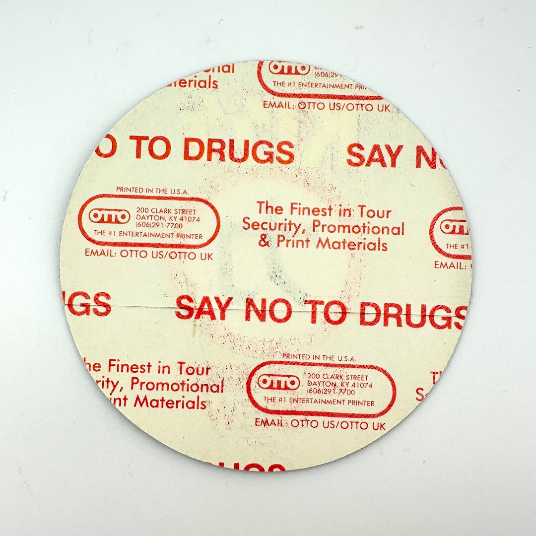 Reverse side of pass to show intact backing and "Say no to Drugs" message.
