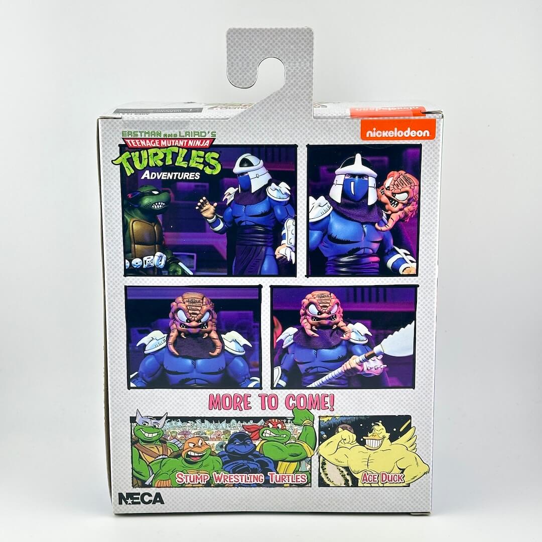 Neca Teenage Mutant Ninja Turtles Adventures packaging with character images on a white background
