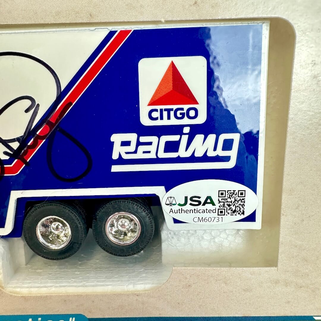 Model racing car with Citgo Racing logo and JSA authentication label.