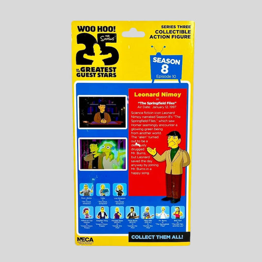 Packaged collectible action figure from The Simpsons with yellow and blue design