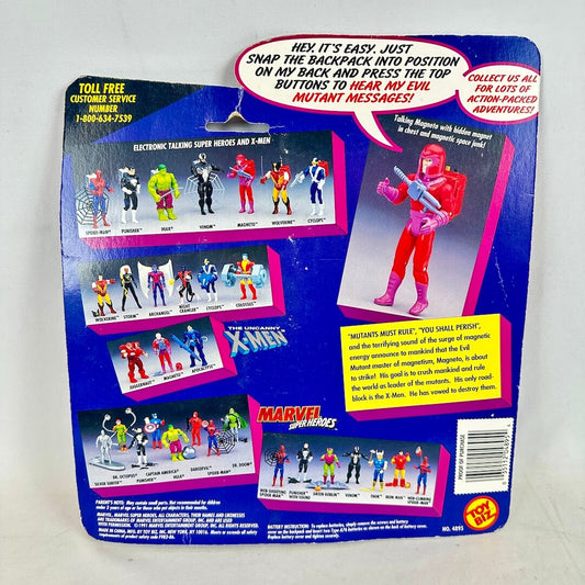 Vintage Marvel Super Heroes action figure packaging with character illustrations and promotional text.