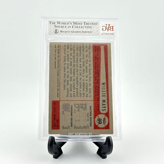 Baseball card with Willie Mays on a white background