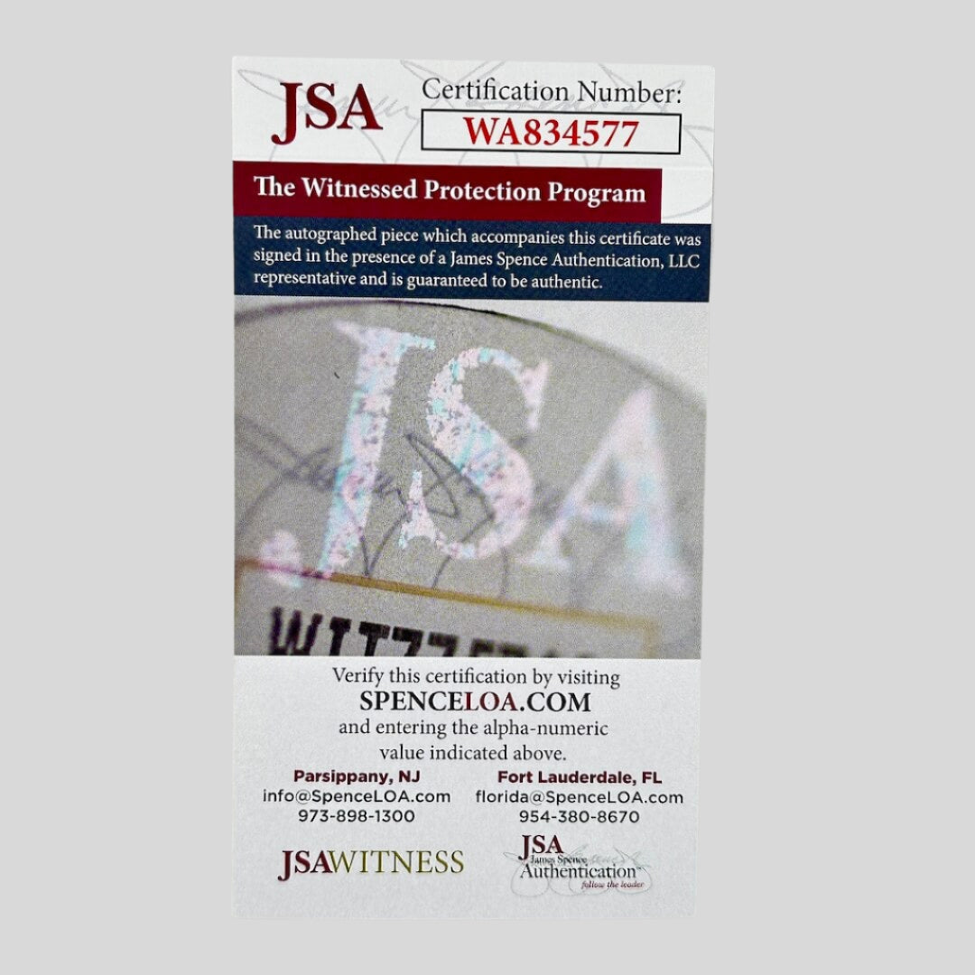 JSA (James Spence Authentication) certification card on a gray background