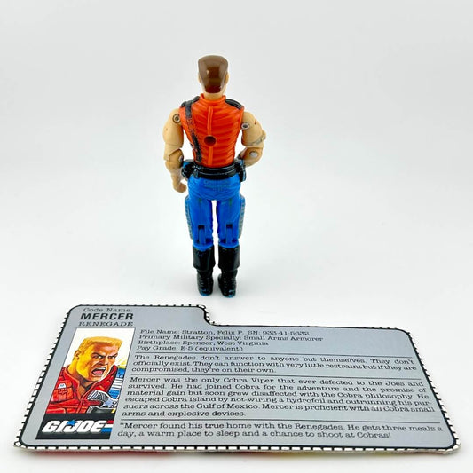 Action figure with a character card on a white background