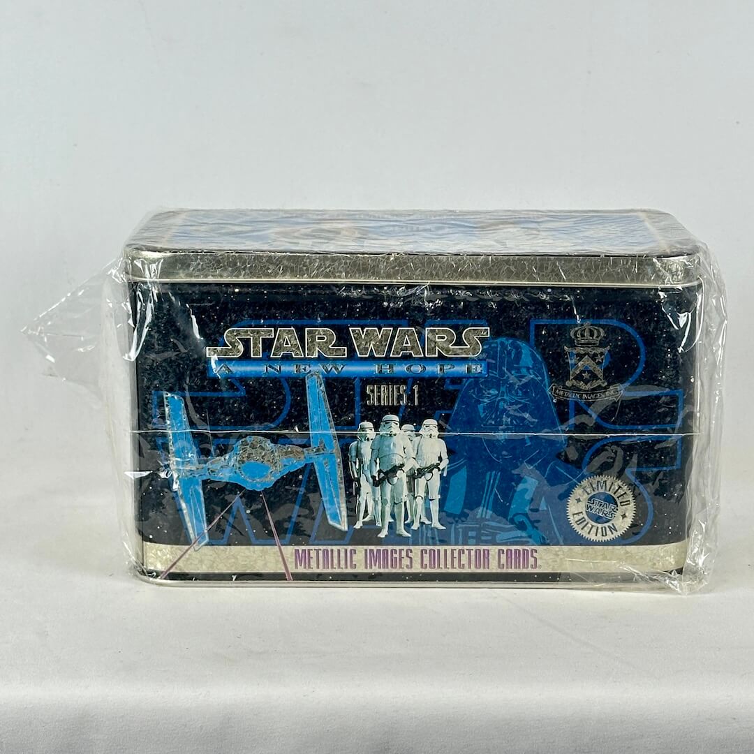 Star Wars trading card pack with characters and spacecraft on a white background