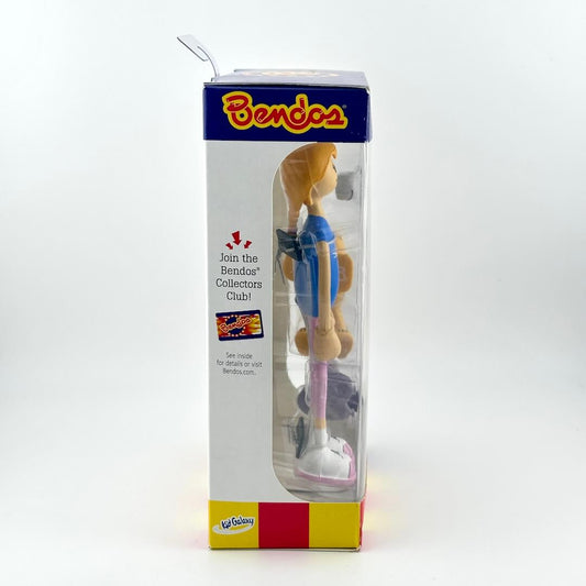Bendos toy figure in packaging with branding and promotional text on a white background