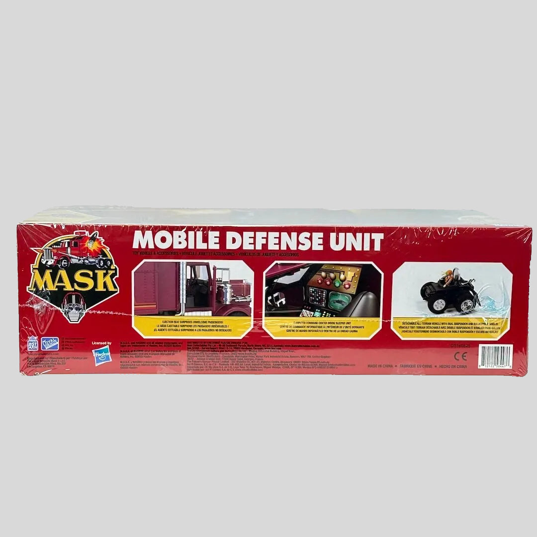 Box of a toy 'Mobile Defense Unit' from the MASK series on a white background