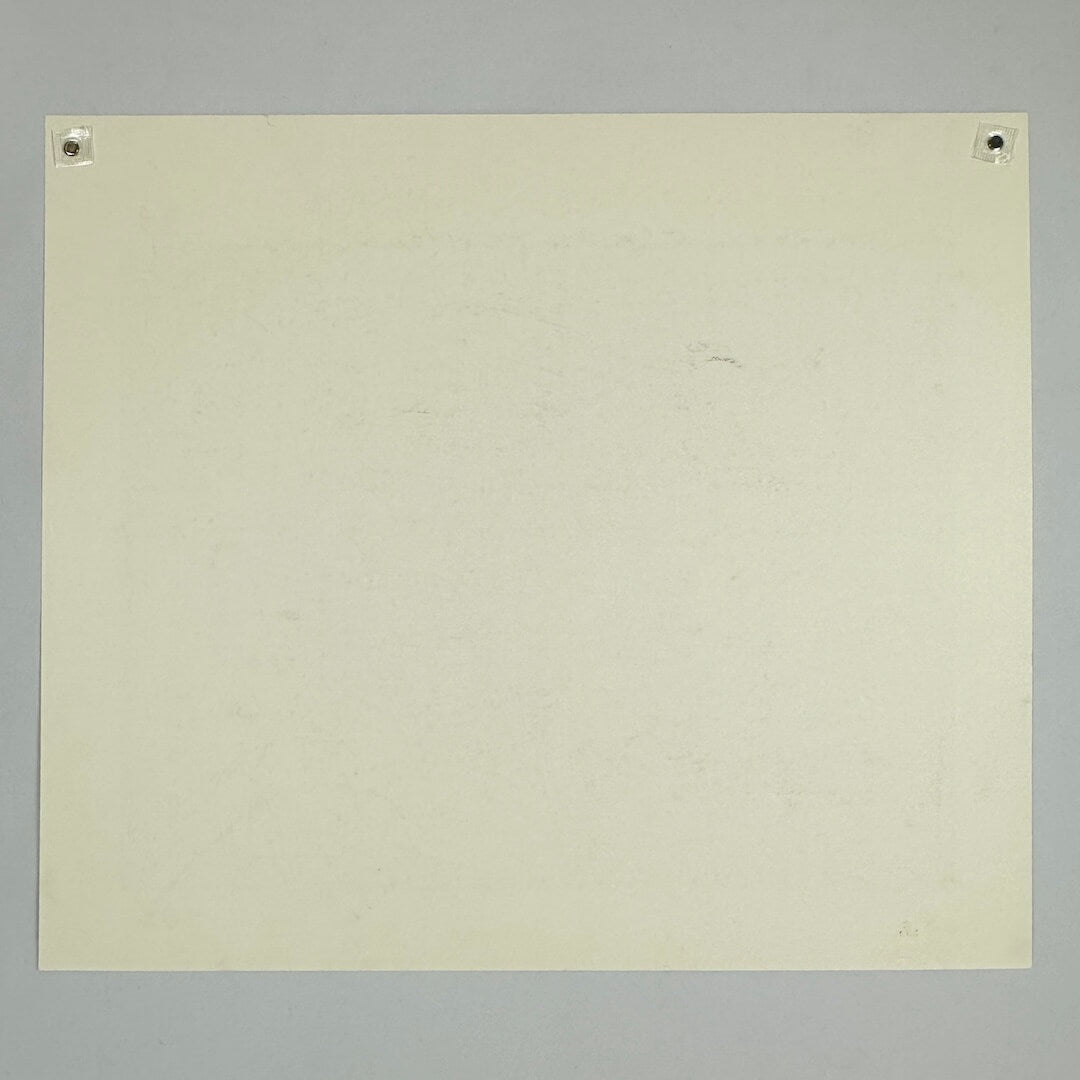 Backside of poster showing no damage against gray background.