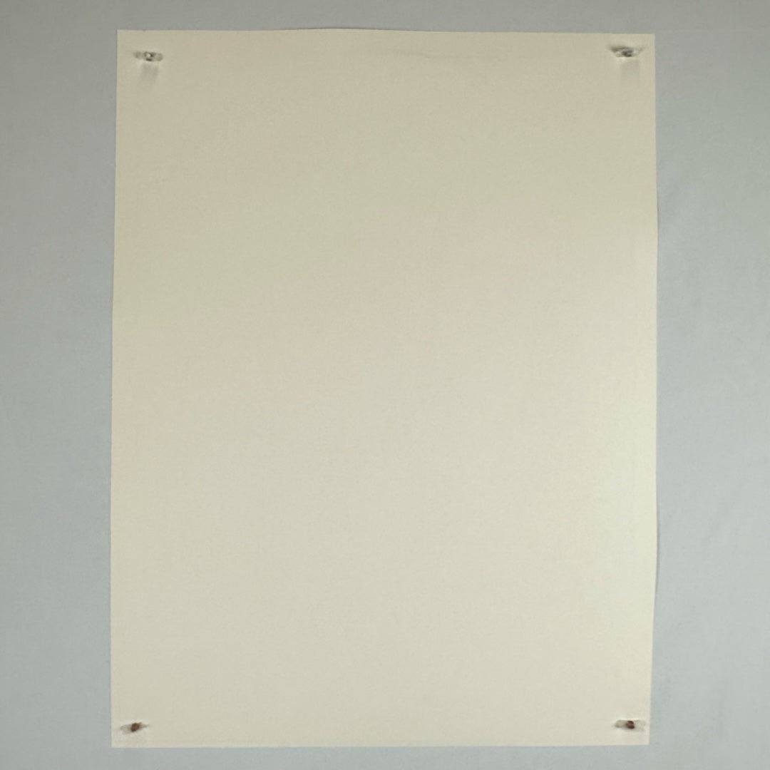 Back side of white poster showing no evidence of damage or wear.