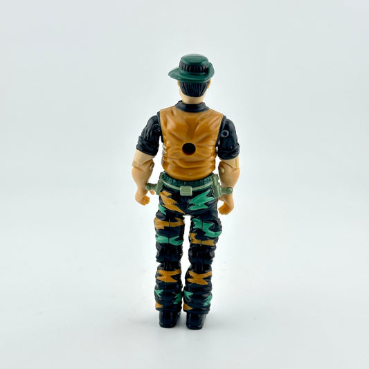 Back of GI Joe action figure against white background.