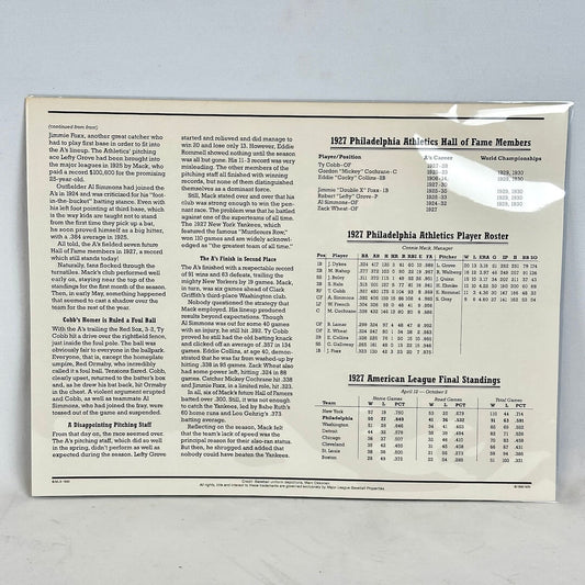 Back of a sports sheet with text and statistics on a gray background